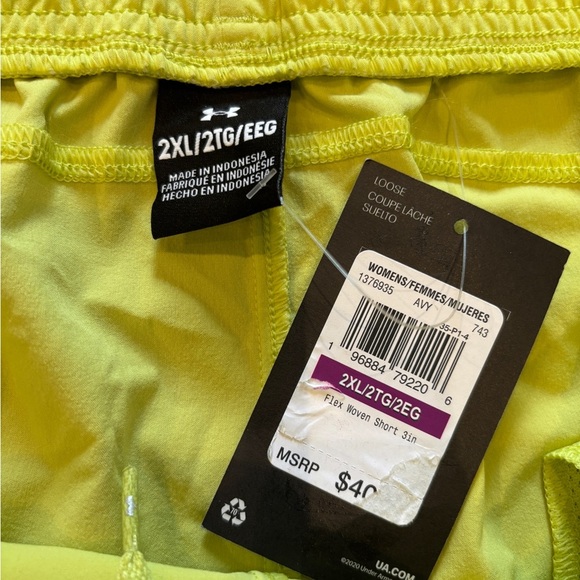 Under Armour Flex Woven Shorts Women’s 2XL Lime Yellow NWT Athletic Running - Picture 3 of 8